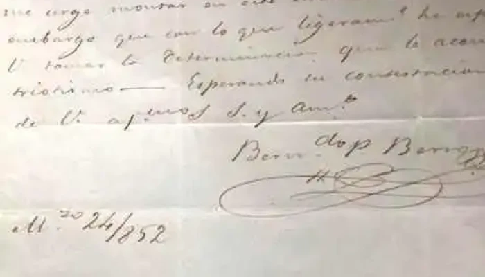 Carta al  Coronel Diego Lamas de Bernardo Berro dos hojas
