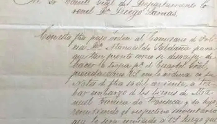 Carta con leyenda Vivan los defensores de las leyes..... firma Joaquin Egaña