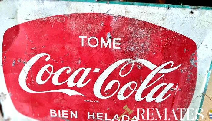 Cartel Antiguo Chapa Litografiado Coca C 3 - 17-06-2021