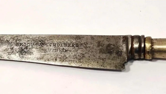 Cuchillo antiguo plata y oro marca Sol