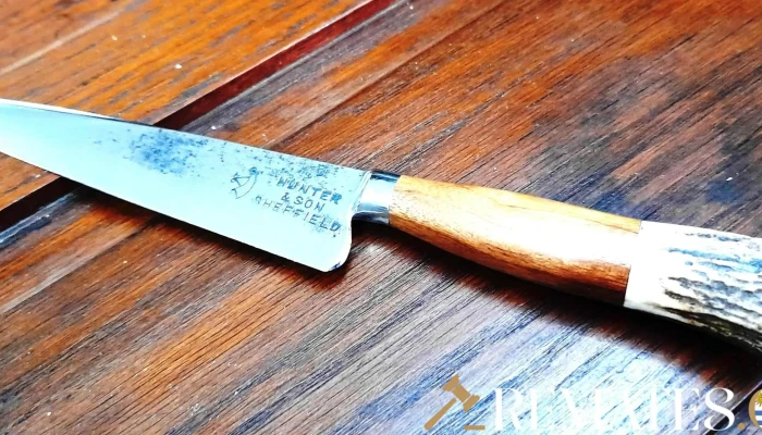 Cuchillo artesanal hoja tijera esquilar Sheffield inglesa
