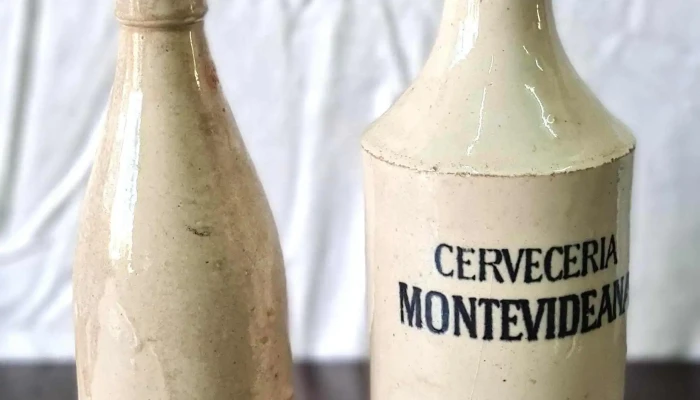 Dos botellas gres de cerveza