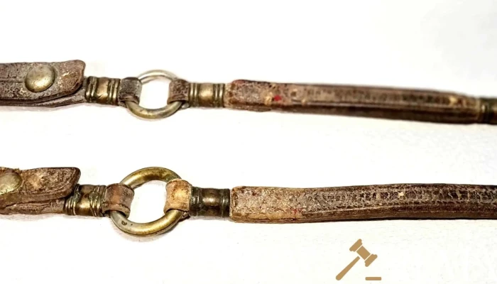 Dos partes de riendas con argollas y pasadores metal blanco