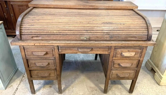 Escritorio En Roble De Cortina 1,40 X 0,83 X 1,03 Alto