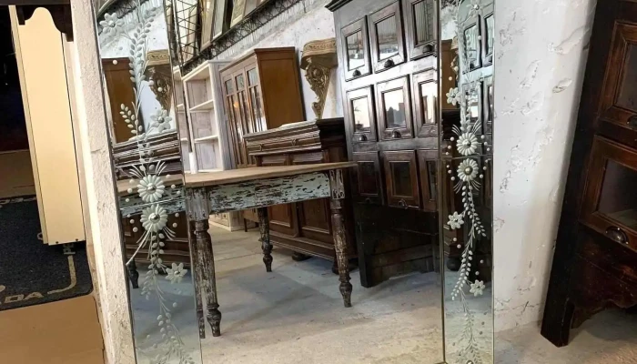 Espejo   Biselado Veneciano Con Averia En Marco 1,03 X 1,57 Alto