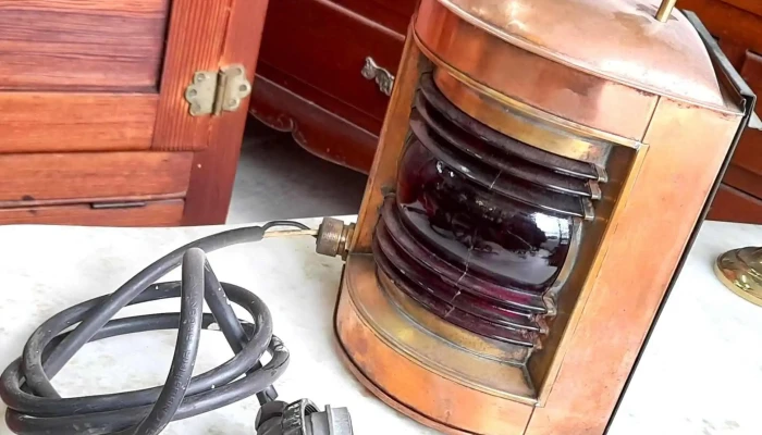 Farol De Barco Cobre Y Bronce Vidrio Roj 2 - 17-06-2021