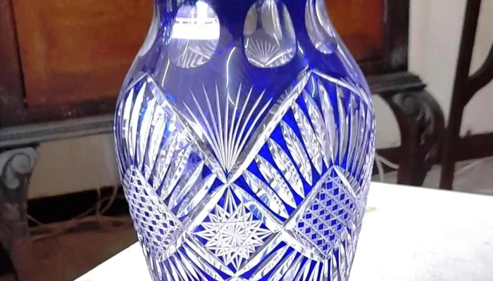 Florero Cristal Azul Antiguo -  2 - 17-06-2021