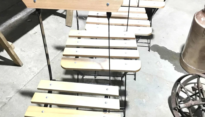 Juego De 4 Sillas De Bar Plegables Hierro Y Madera