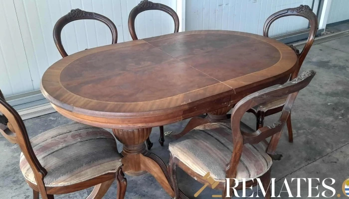 juego de comedor mesa inglesa y 5 sillas victorianas