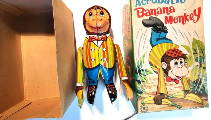 Juguete Alps Japones Acrobatic Banana Monkey (mono) a cuerda falta llave impecable