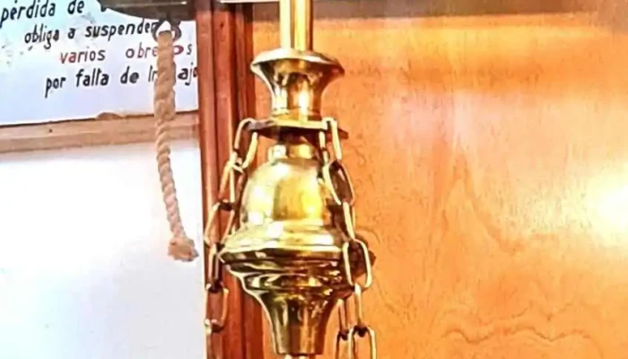 Lampara candil aceite en bronce completo 60 cm altura