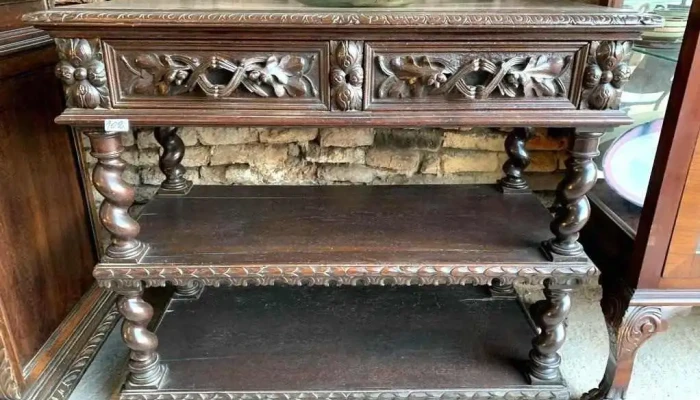 Mesa De Arrimo 2 Caj En Roble Renacimiento Frances 1m X 0,45 X 0,90 Alto