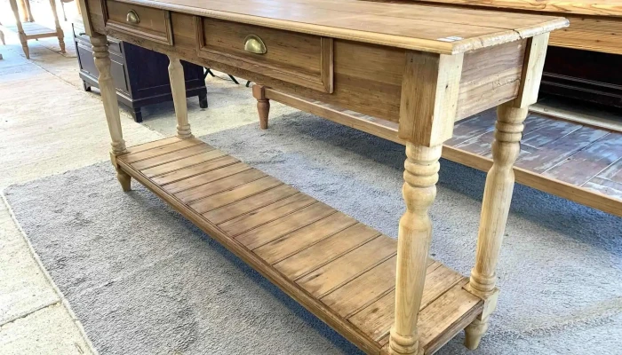 Mesa De Arrimo 2 Caj, Patas Torneadas 1,60 X 0,38 X 0,80 Alto