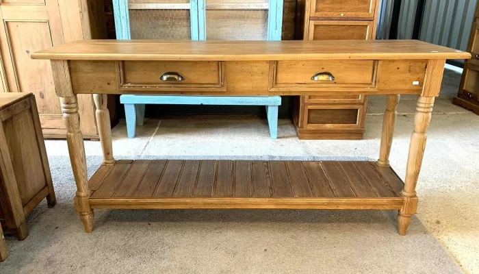 Mesa De Arrimo 2 Caj Patas Torneadas 1,60 X 0,44 X 0,83 Alto