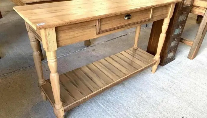 Mesa De Arrimo En Pinotea Y Pino Blanco Con Cajon 1,40 X 0,45 X 0,88