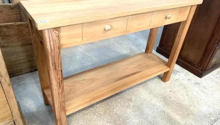 Mesa De Arrimo En Pinotea Y Pino  Oregon  C/ 2 Cajones  1,22 X 0,36 X 0,82