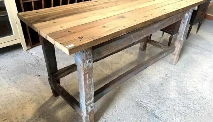 Mesa De Trabajo O Isla En Madera Dura 1,77 X 0,70 X 0,85 Alto