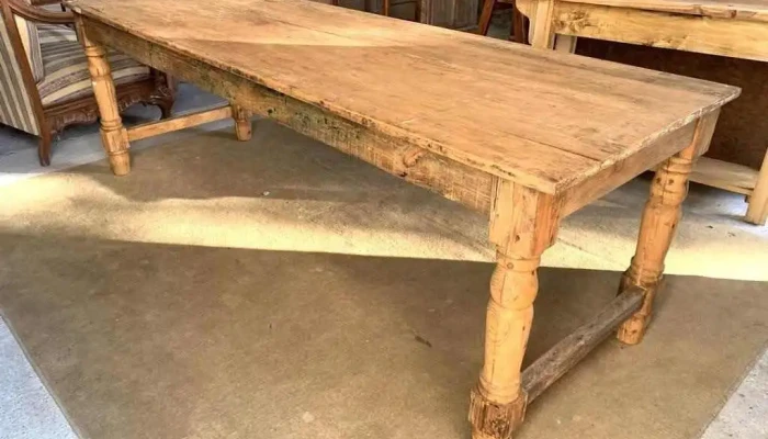 Mesa En Pino Blanco Patas Torneadas 2,40 X 0,80 X 0,79 Alto