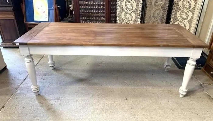 Mesa Patas Torneadas Laqueadas Blancas 2,25 X 0,90 X 0,85 Alto
