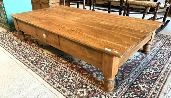 Mesa Ratona Con Cajon En Pino Blanco 1,50 X 0,80 X 0,33 Alto