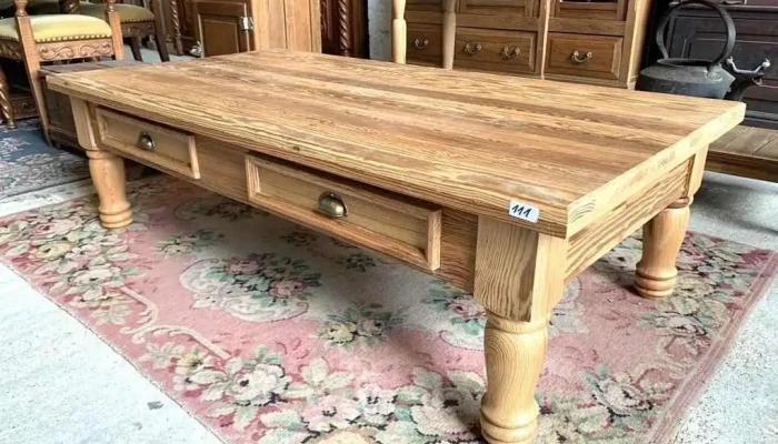 Mesa Ratona En Pinotea Patas Torneadas 2 Caj. 1,50 X 0,78x 0,44 Alto