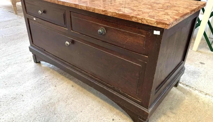 Mueble Auxiliar Botinera En Roble Tapa De Marmol 1,02 X 0,49 X 0,53 Alto