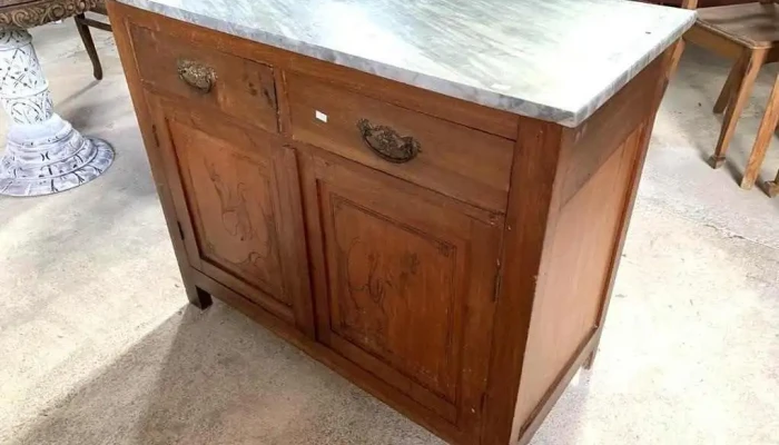 Mueble Bajo 2 Puertas 2 Cajones Tapa De Marmol Con Polillas 1m X 0,48 X 0,82 Alto