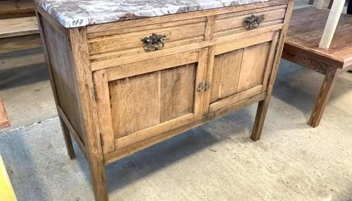 Mueble Bajo En Roble Tapa De Marmol 2 P 1 - 06-12-2020