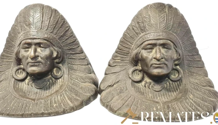 Par de aprieta libros bronce macizo indios