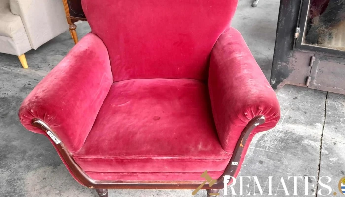 par de sillones de 1 cueerpo ingleces tapizado rojo