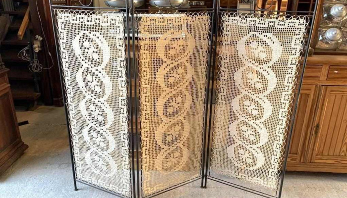 Paraban Biombo En Hierro Y Crochet 1,82 X 1,63 Alto