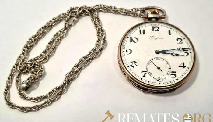 Reloj de bolsillo longines plata y oro funcionando